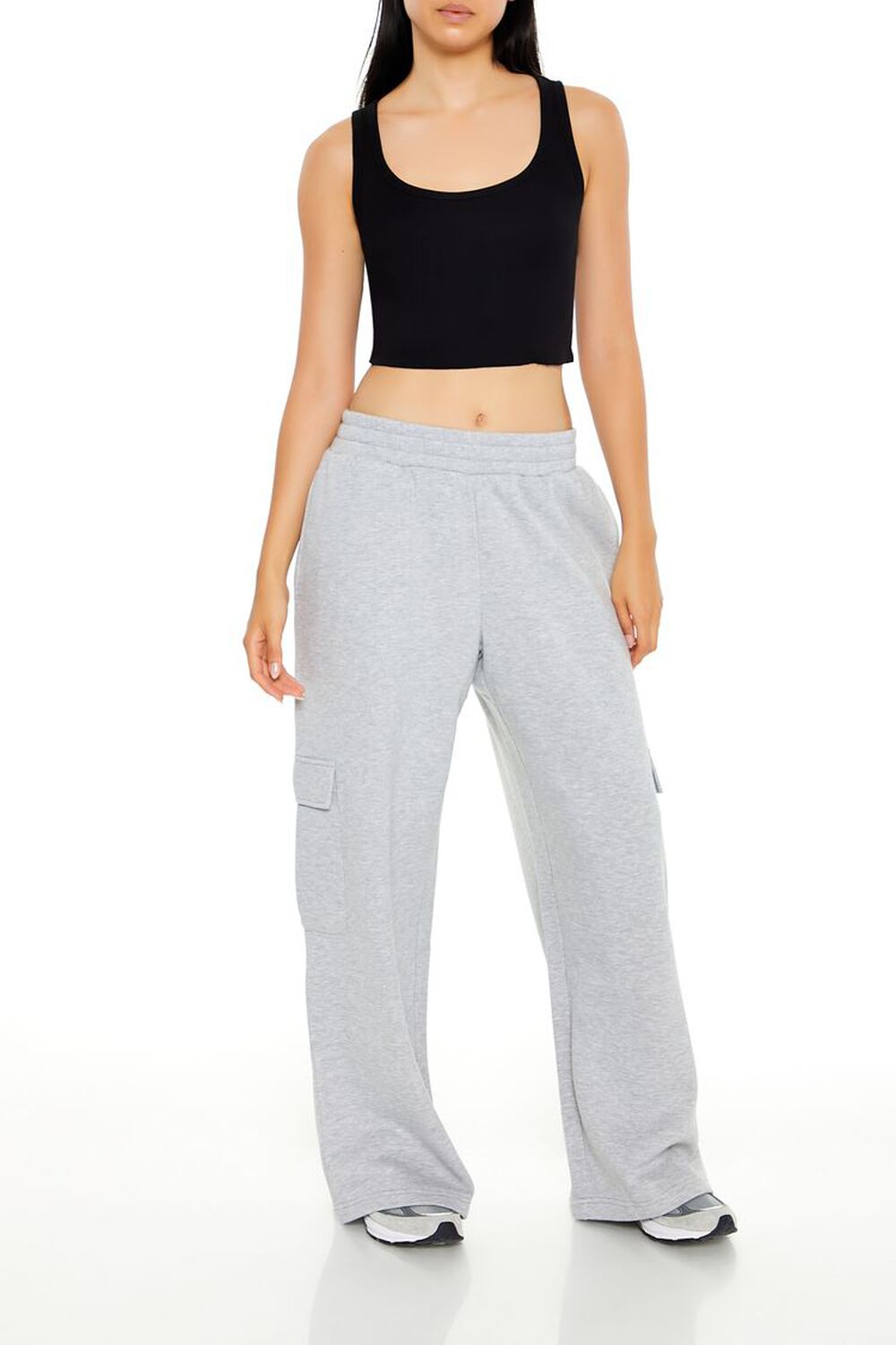 Mid-Rise Wide-Leg Cargo Sweatpants FOREVER21