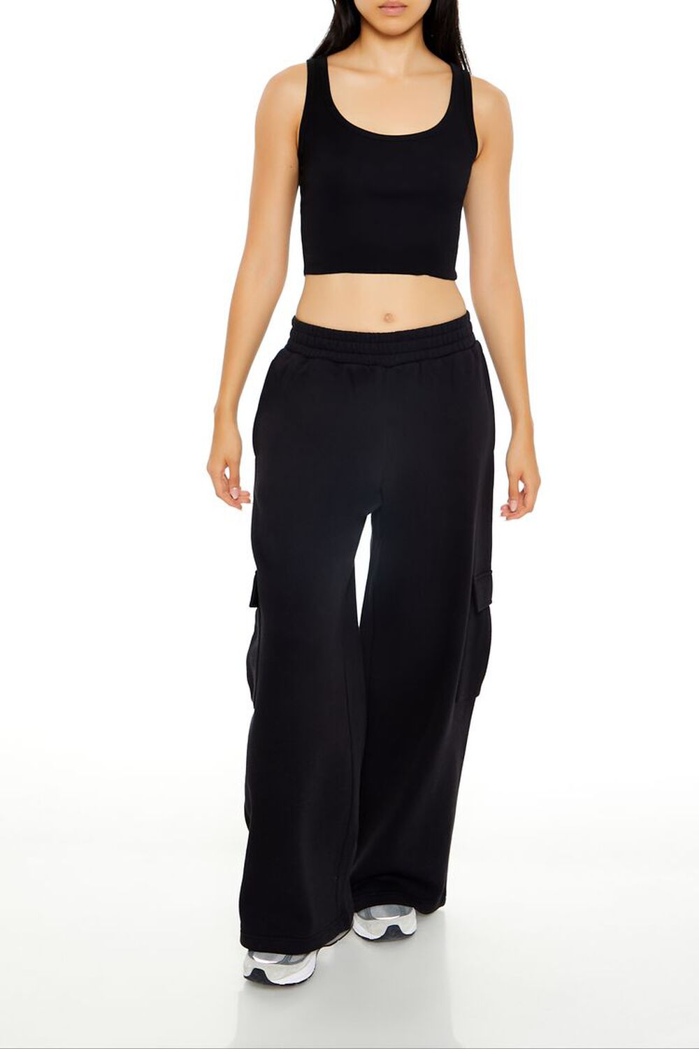 Mid-Rise Wide-Leg Cargo Sweatpants FOREVER21