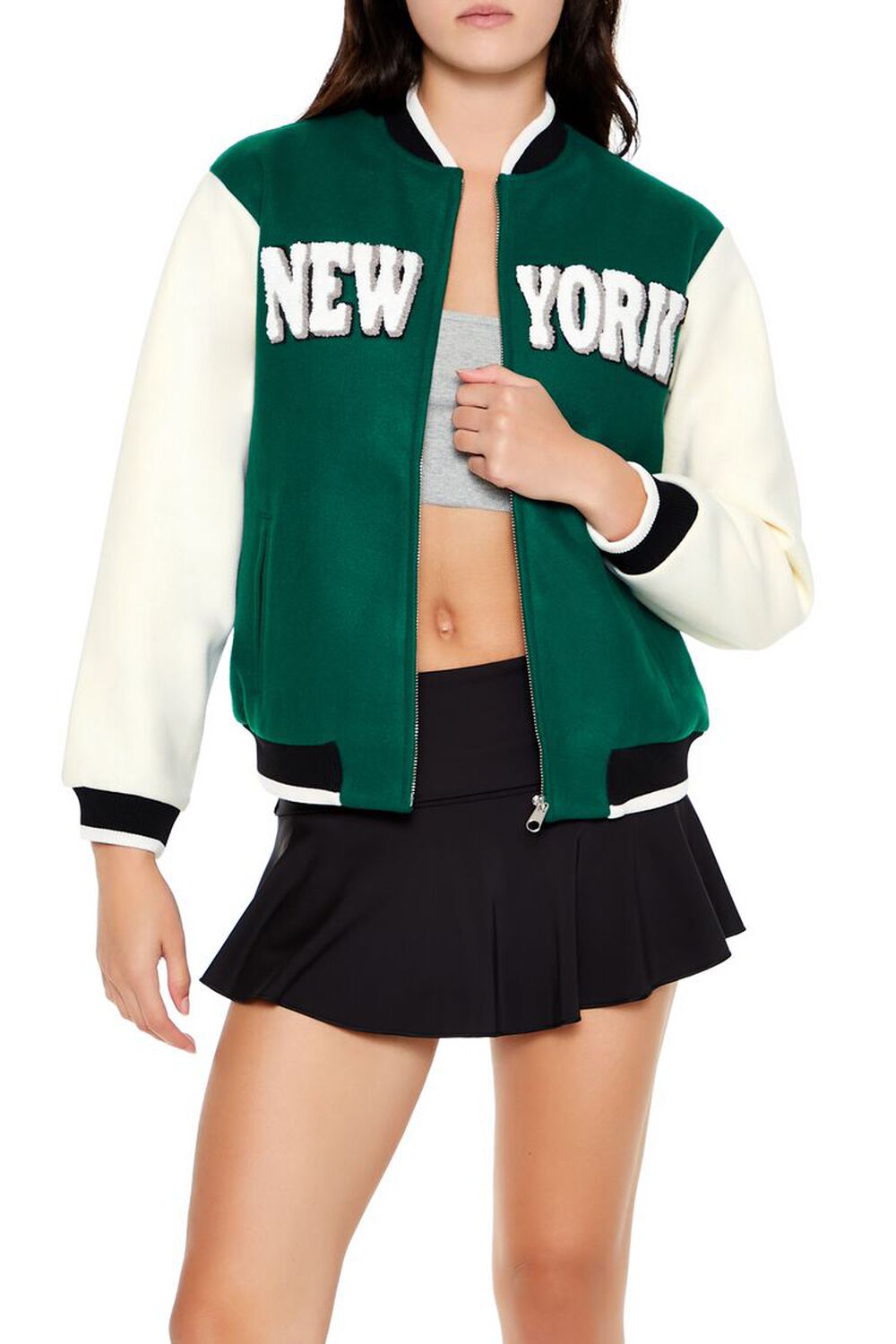 Женский Бомбер FOREVER21 New York Varsity FOREVER21