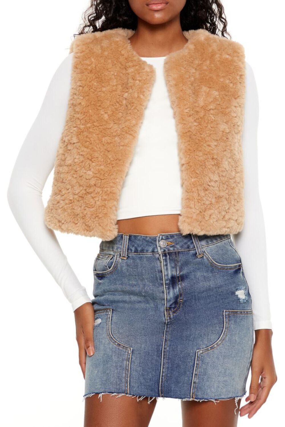 Женский Вязаный Жилет FOREVER21 Faux Shearling FOREVER21