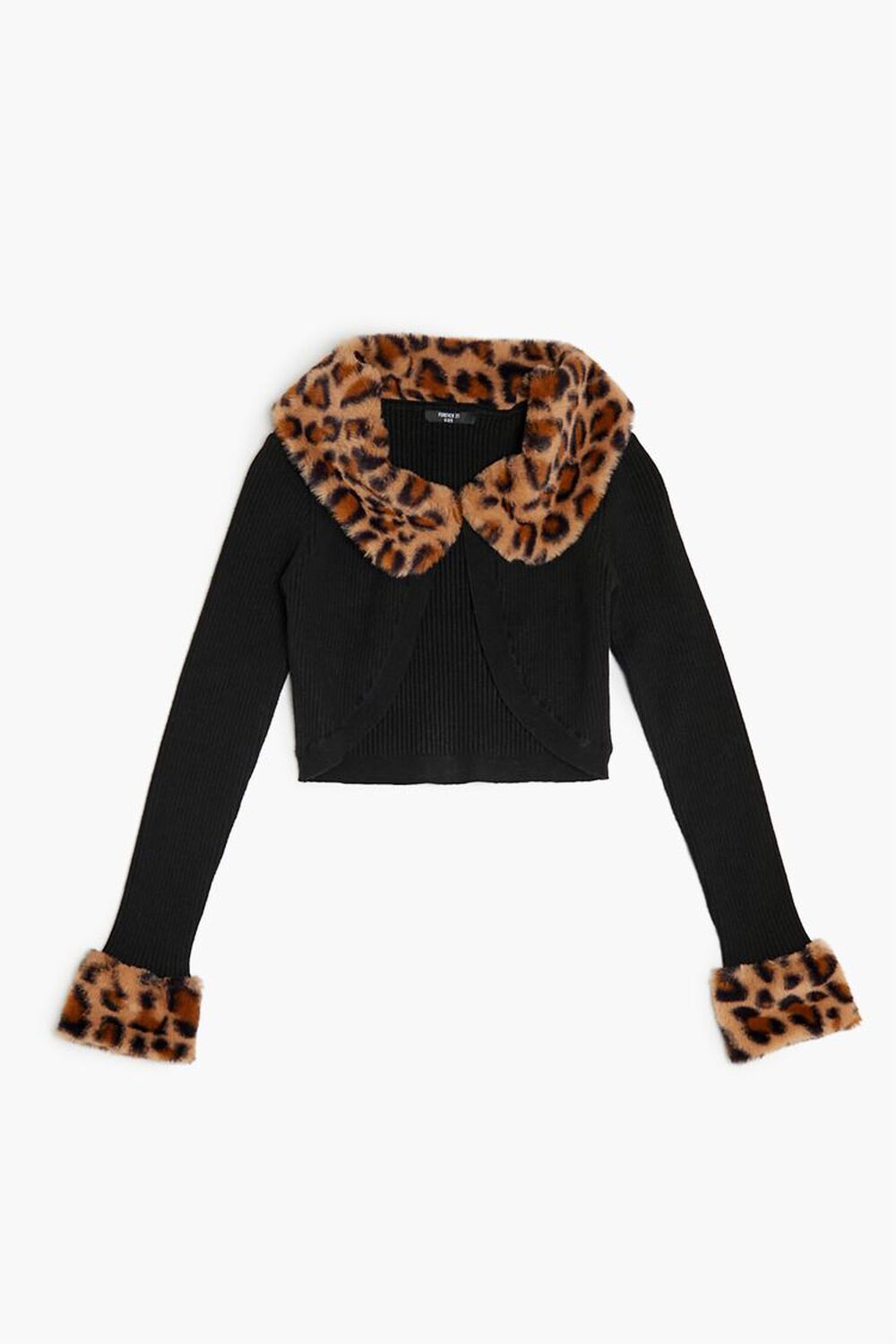 Girls Leopard Cardigan Sweater (Kids) FOREVER21