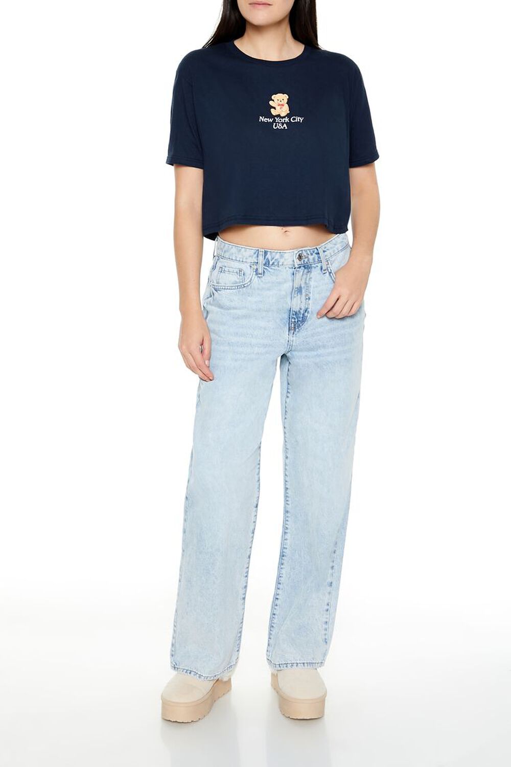 Женские Прямые джинсы FOREVER21 High-Rise Straight Jeans FOREVER21