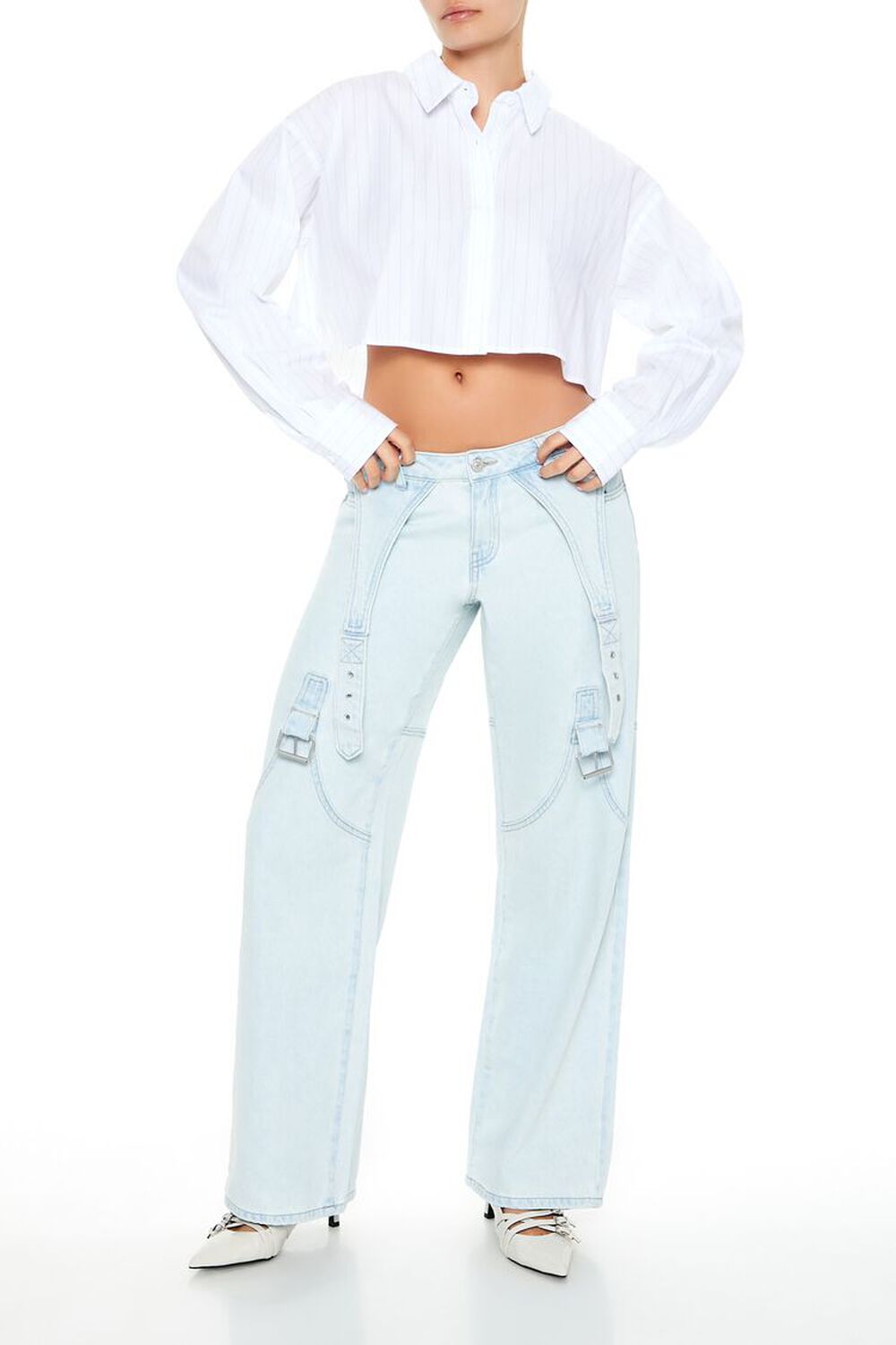 Buckled Low-Rise Baggy Jeans FOREVER21