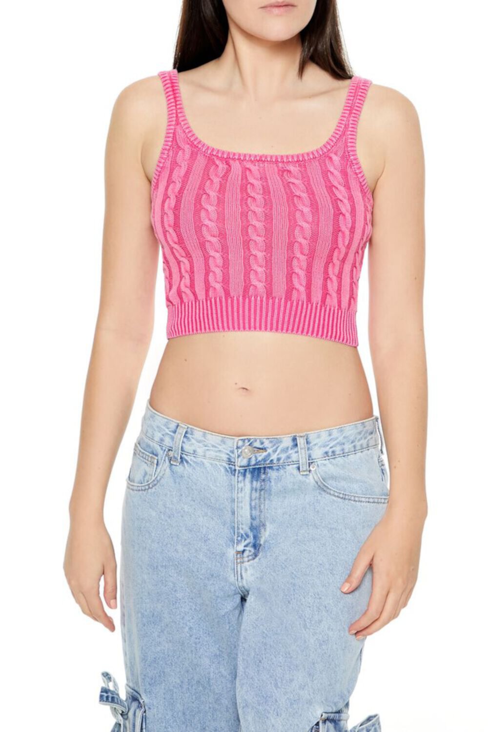 Женский Топ на бретелях FOREVER21 Cable Knit Cropped Cami FOREVER21