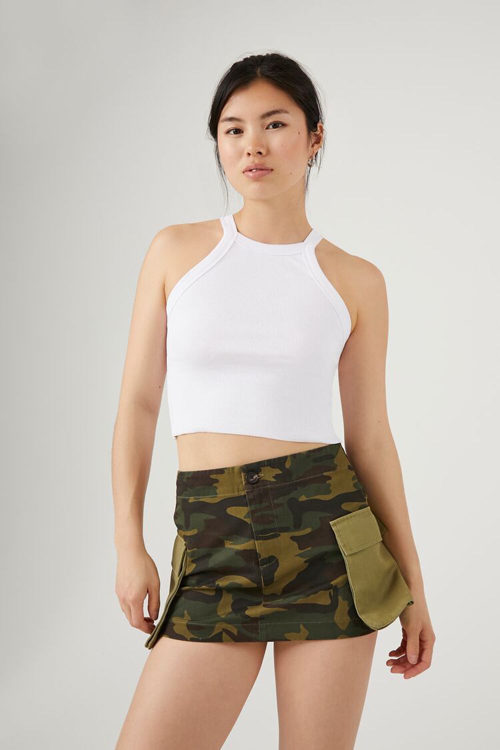 Женская Юбка мини FOREVER21 Camo Cargo Pocket FOREVER21