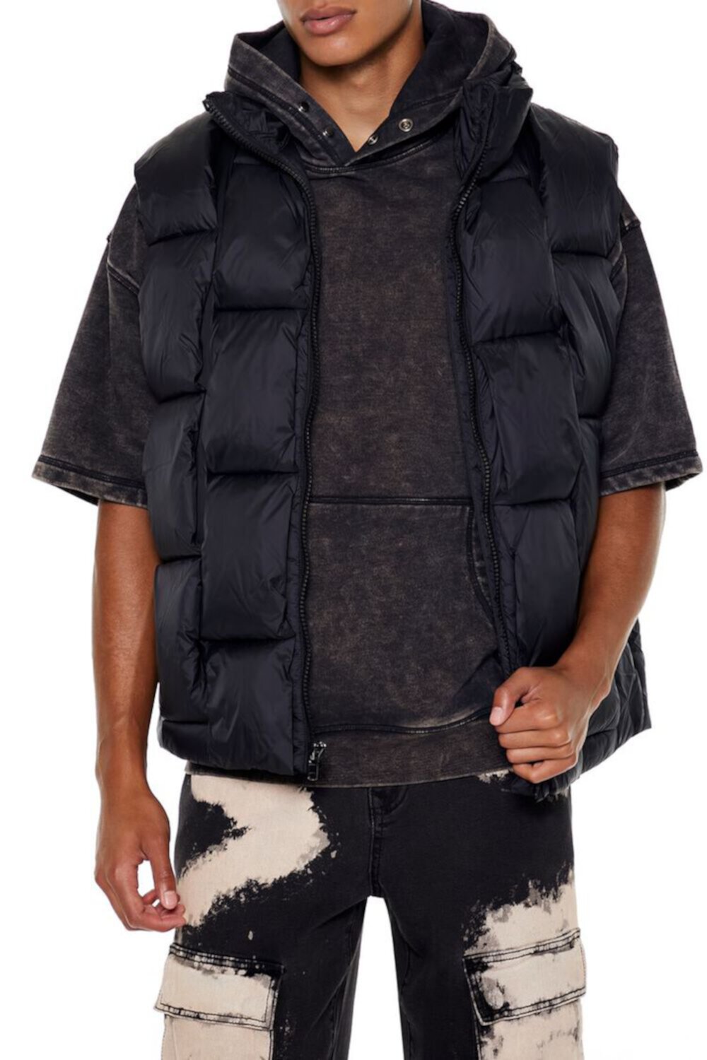 Мужской Пуховой и верхний жилет FOREVER21 Quilted Zip-Up Puffer Vest FOREVER21