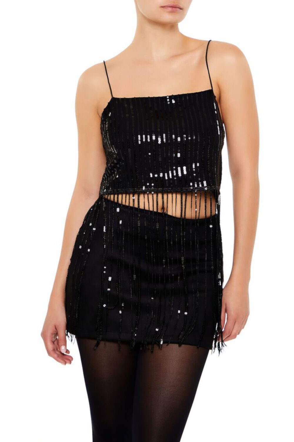 Женский Топ на бретелях FOREVER21 Sequin Fringe Cropped Cami FOREVER21