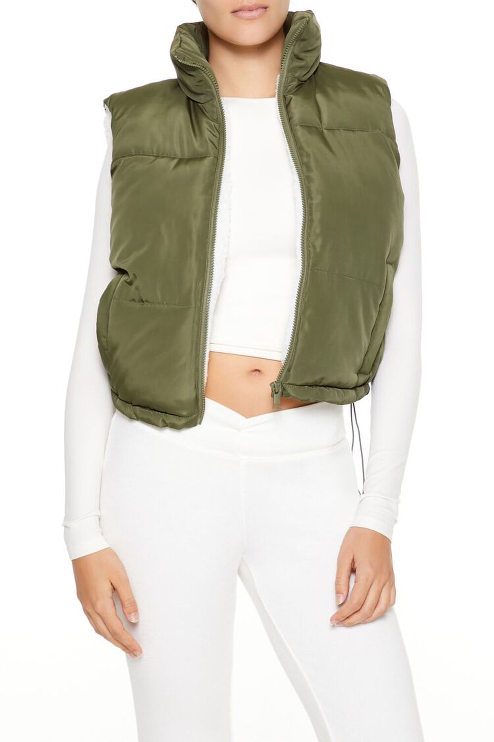 Женский Вязаный Жилет FOREVER21 Toggle Drawstring Cropped Vest FOREVER21