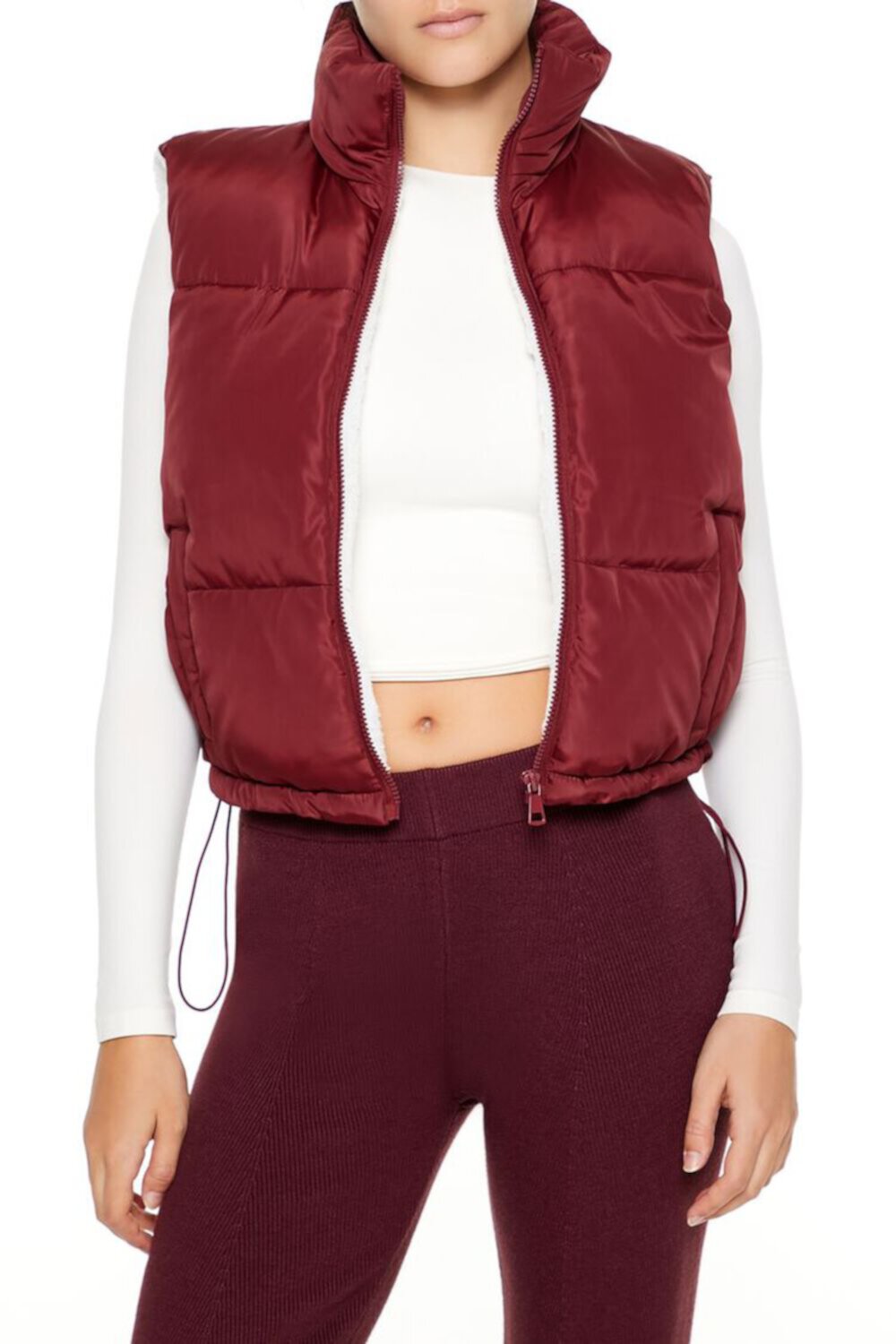 Женский Вязаный Жилет FOREVER21 Toggle Drawstring Cropped Vest FOREVER21