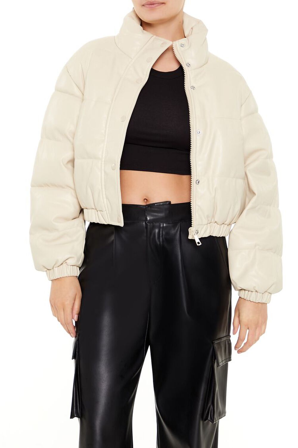 Женский Бомбер FOREVER21 Quilted Faux Leather FOREVER21