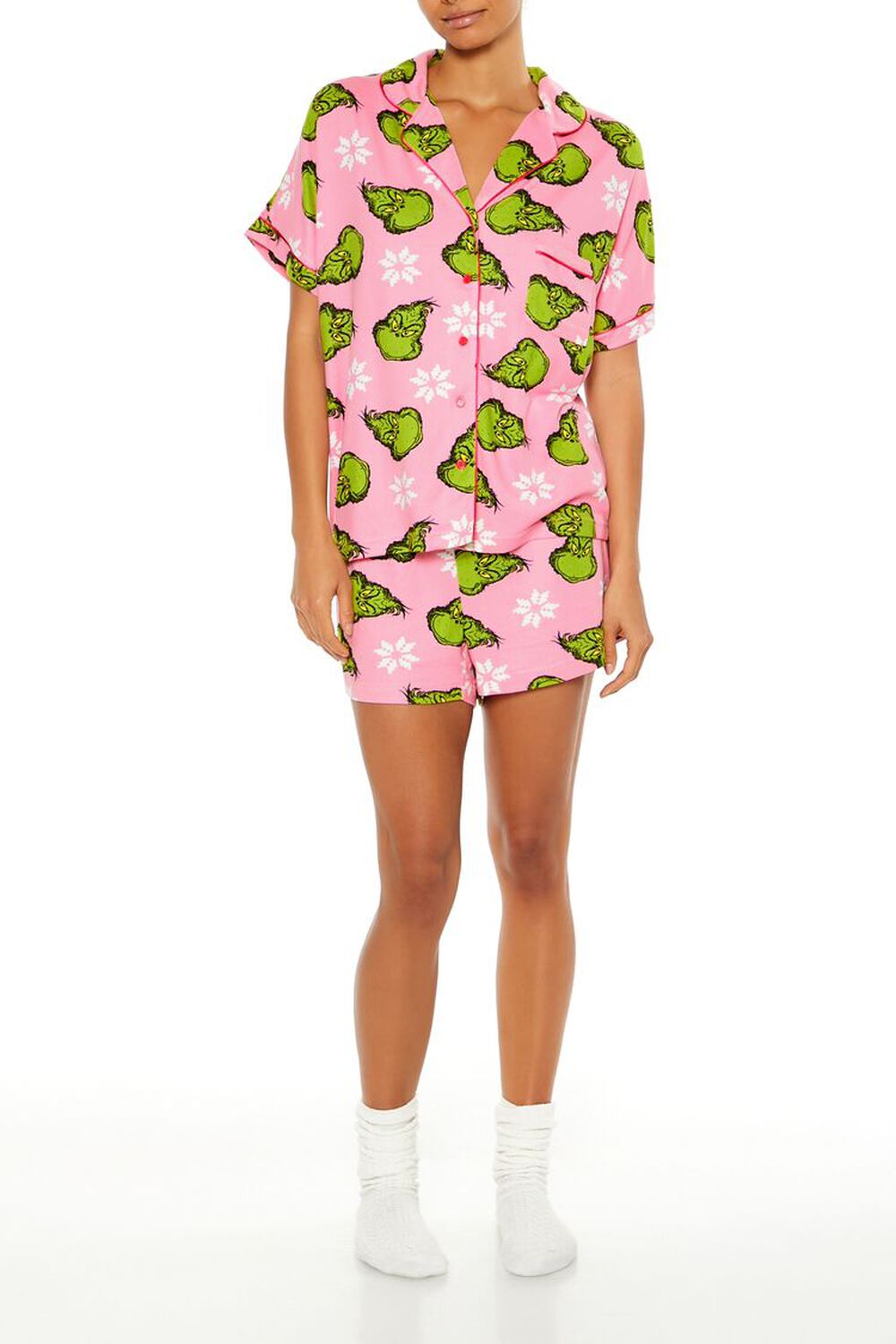 The Grinch Shirt & Shorts Pajama Set FOREVER21