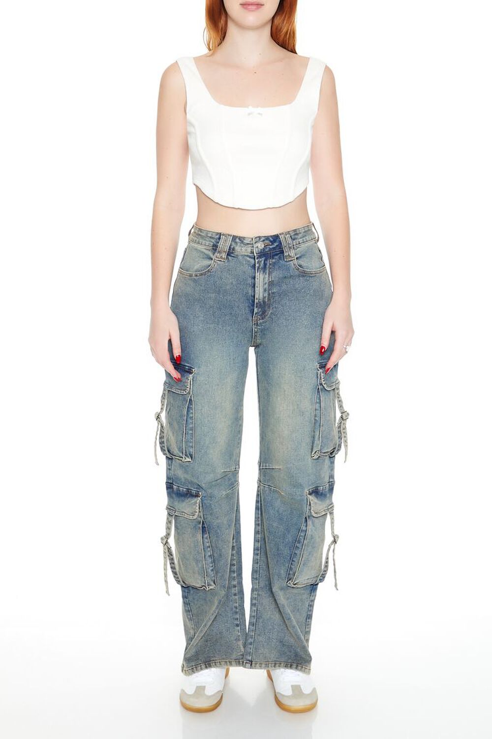 Stretch-Denim Cargo Jeans FOREVER21