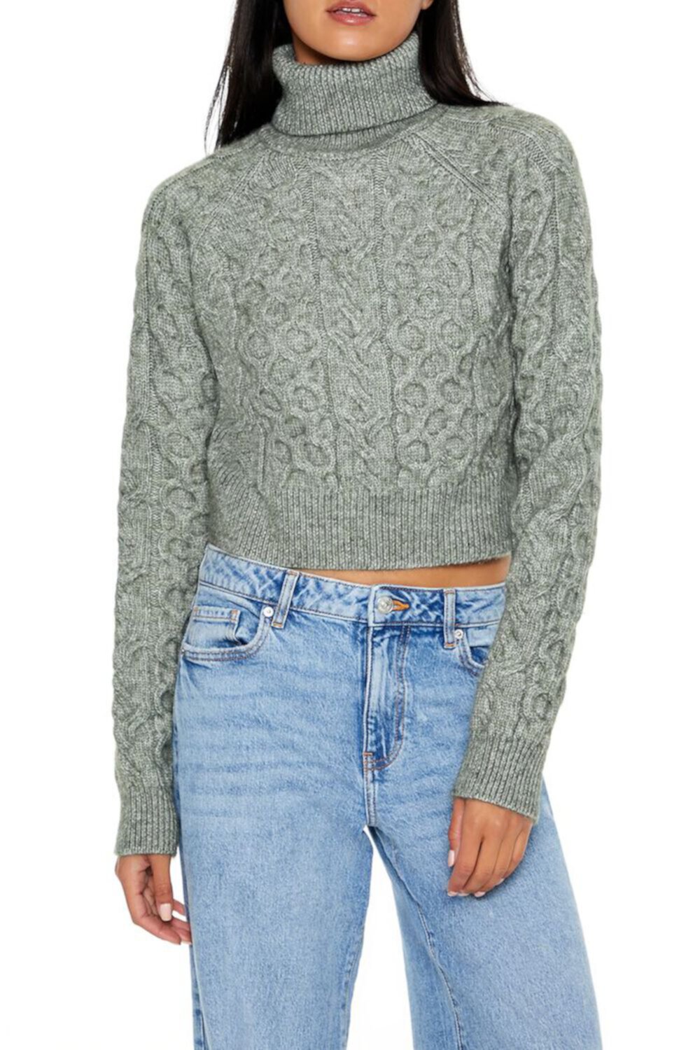 Женская Водолазка FOREVER21 Cropped Cable Knit FOREVER21