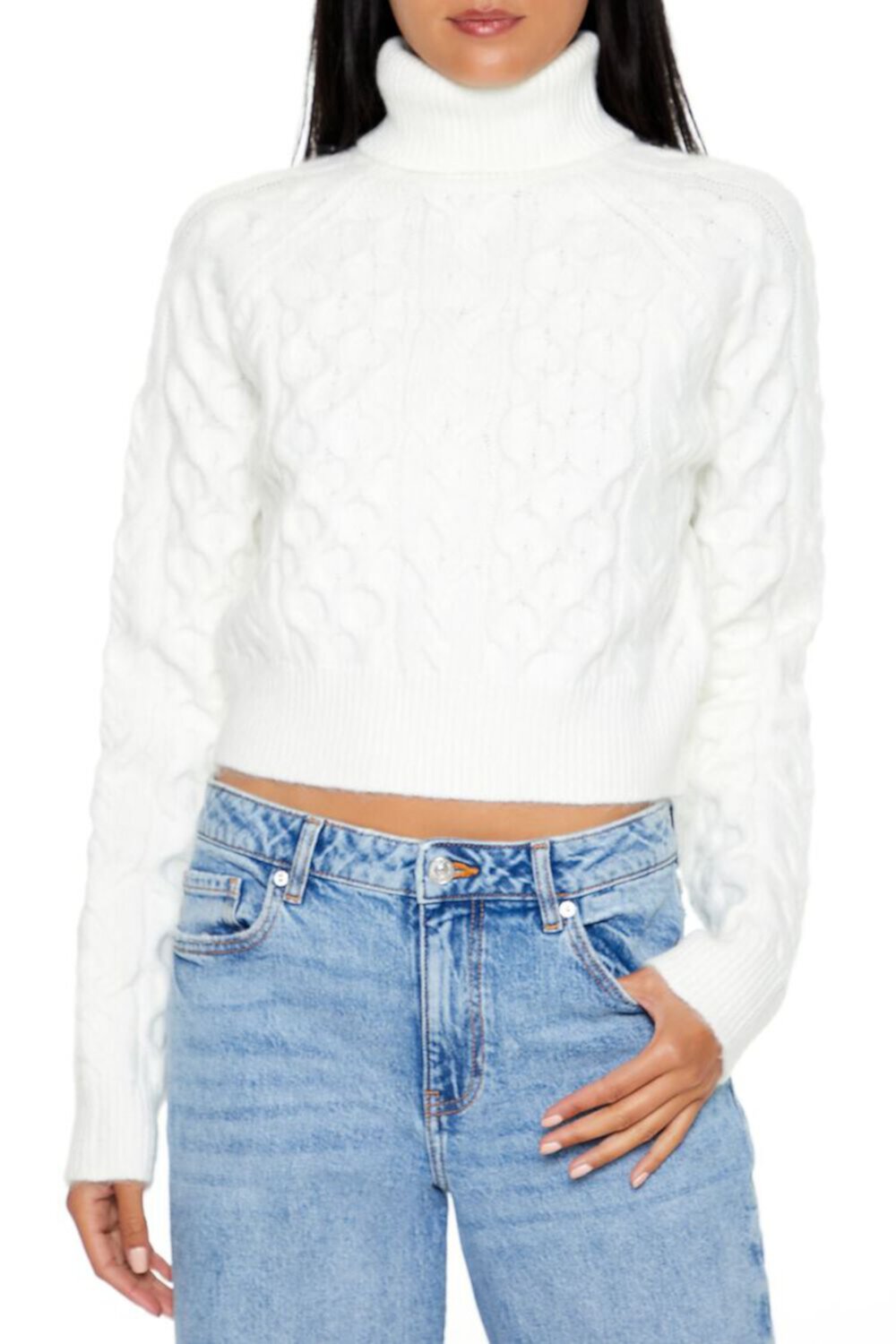 Женская Водолазка FOREVER21 Cropped Cable Knit FOREVER21