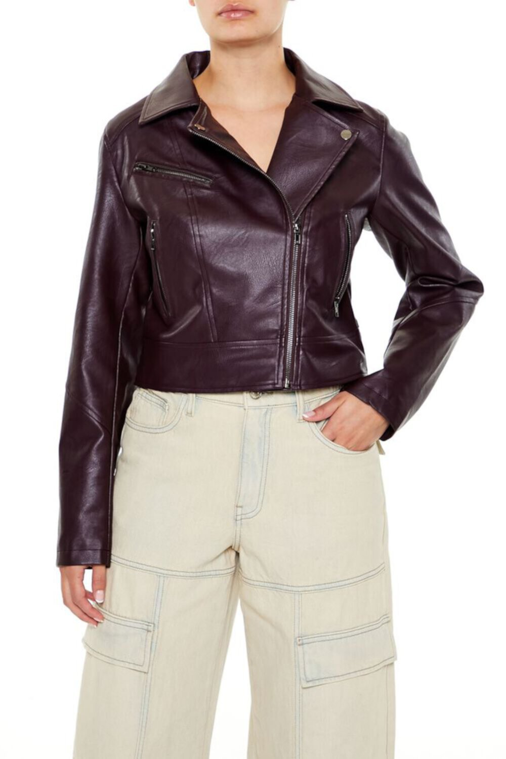 Женская Кожаная куртка и косуха FOREVER21 Faux Leather Moto Jacket FOREVER21