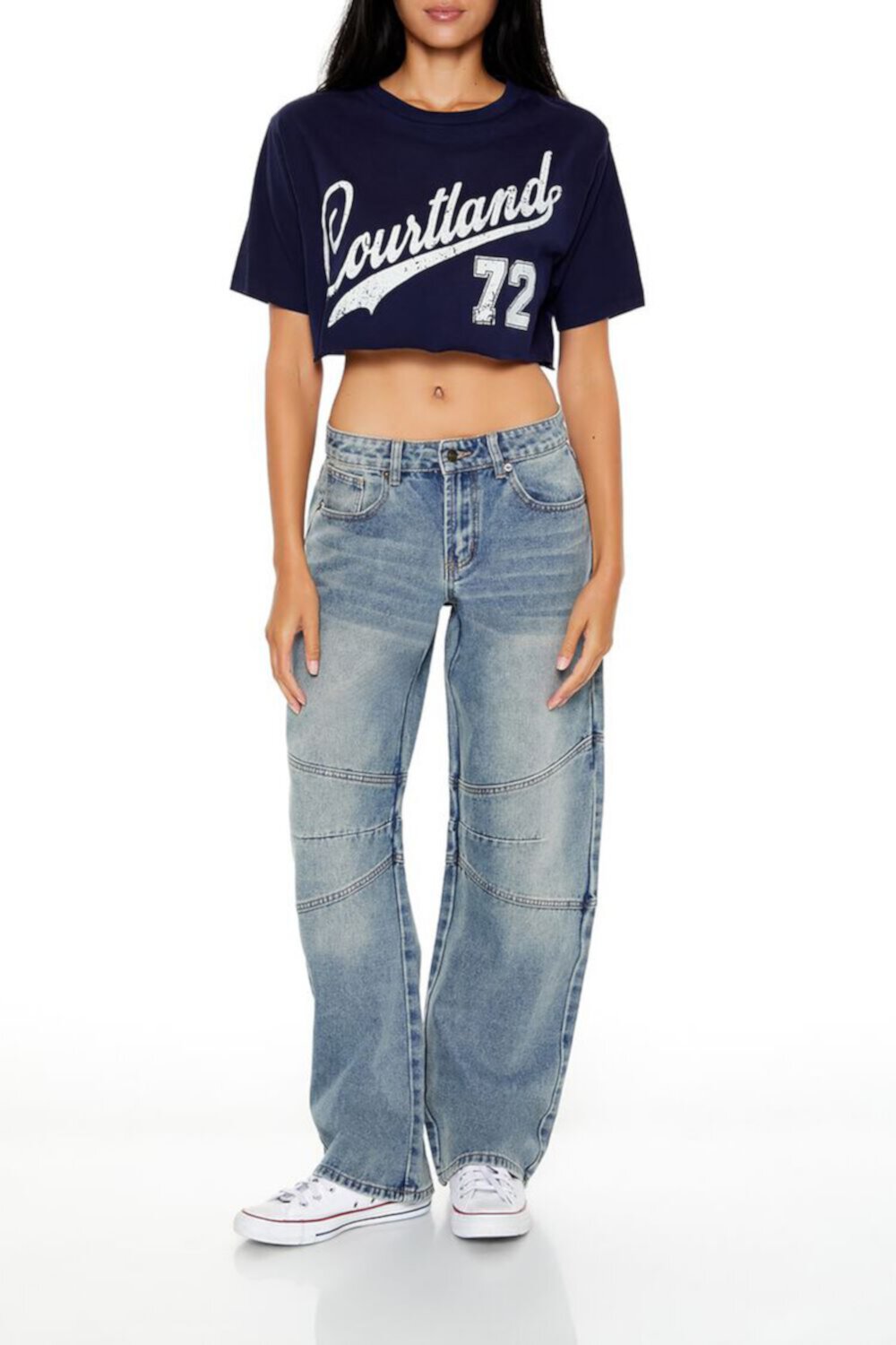 Mid-Rise Stone Wash Baggy Jeans FOREVER21