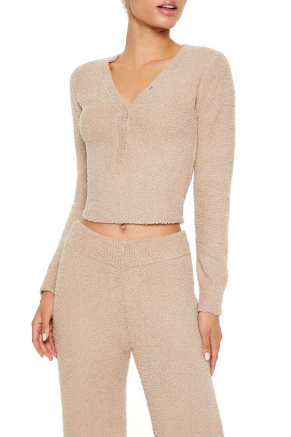 Plush Cropped Pajama Top FOREVER21