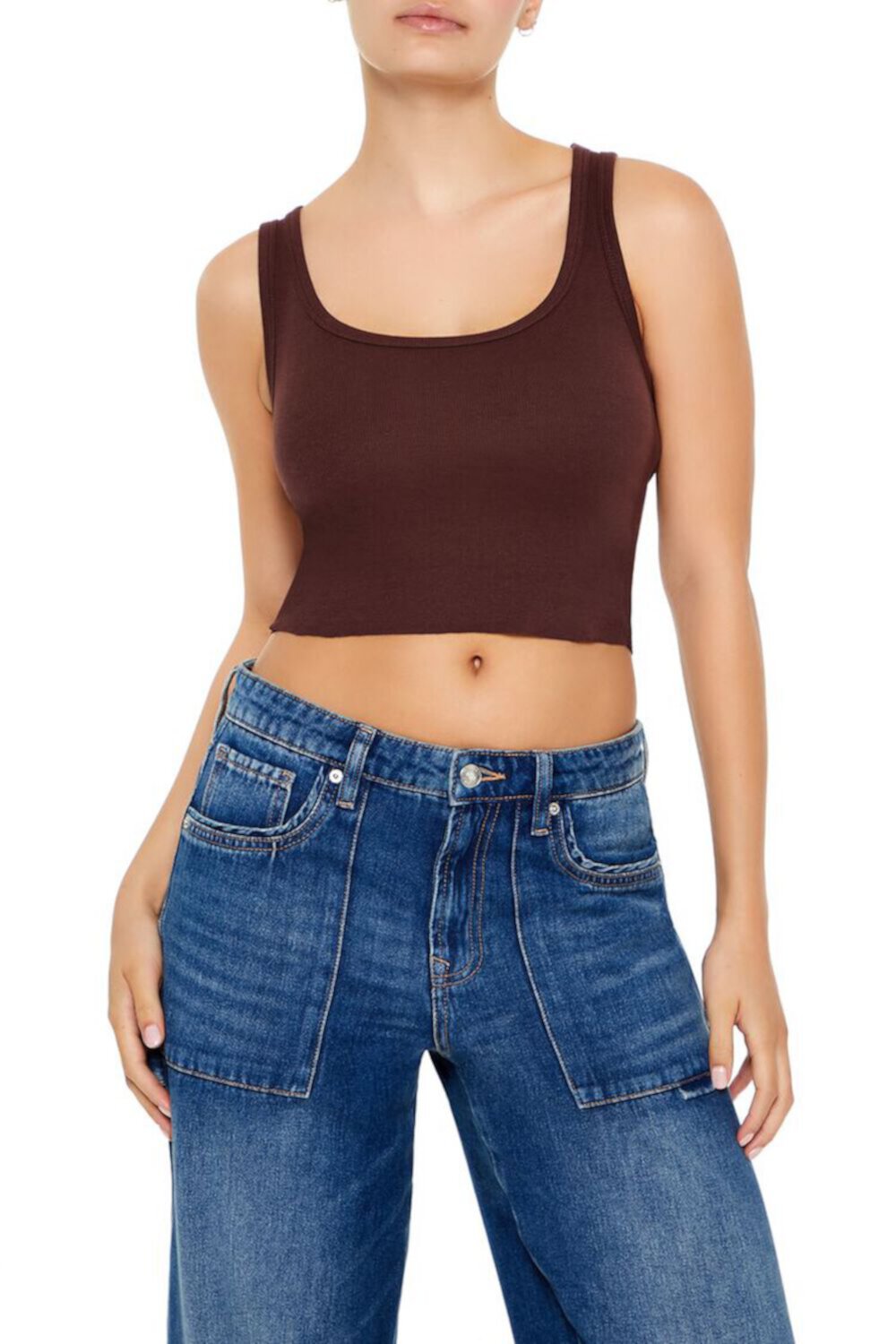 Женская Майка FOREVER21 Cotton-Blend Cropped FOREVER21