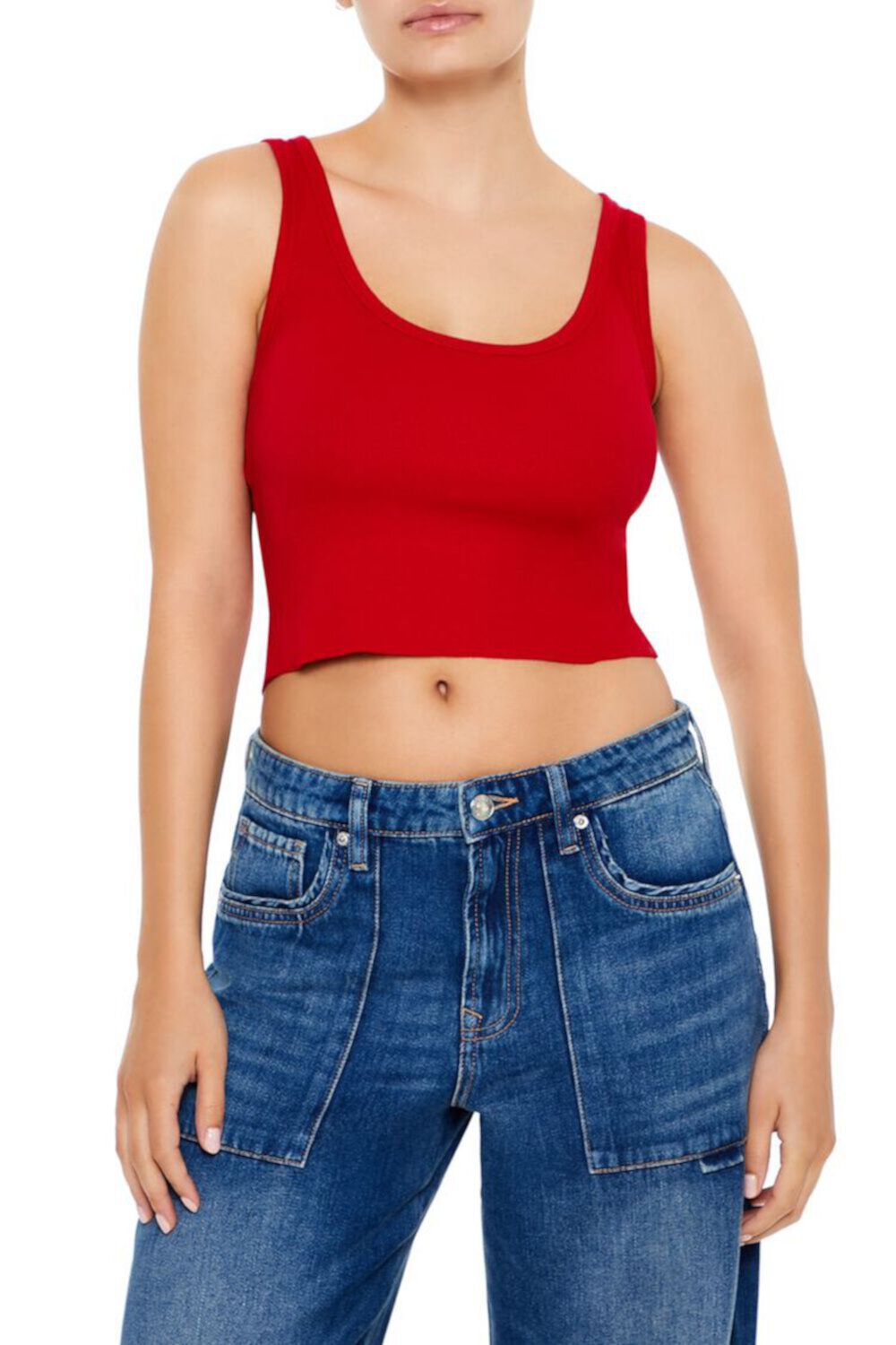 Женская Майка FOREVER21 Cotton-Blend Cropped FOREVER21