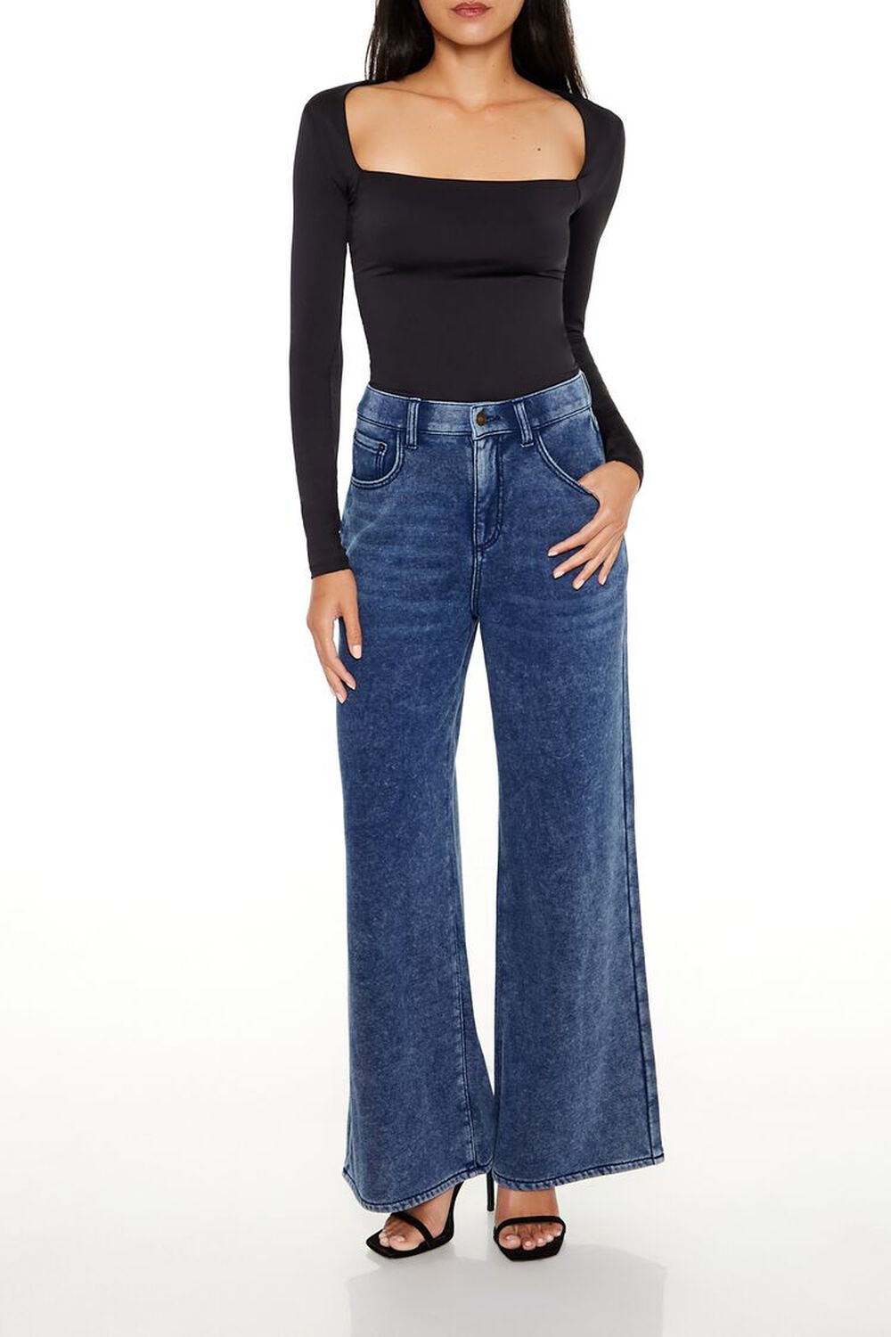 Faux Denim French Terry Sweatpants FOREVER21