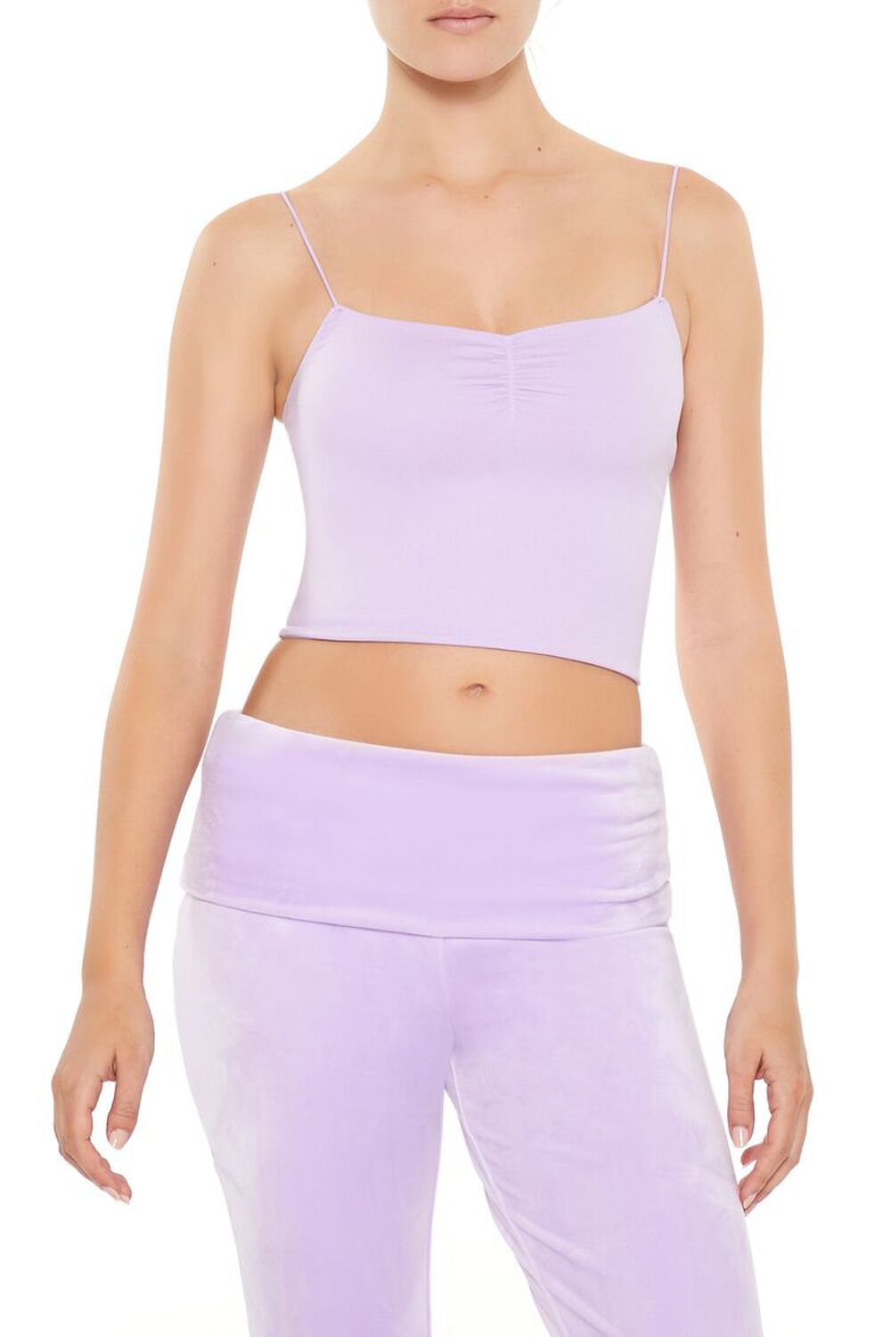 Женский Топ на бретелях FOREVER21 Seamless Ruched Cropped Cami FOREVER21