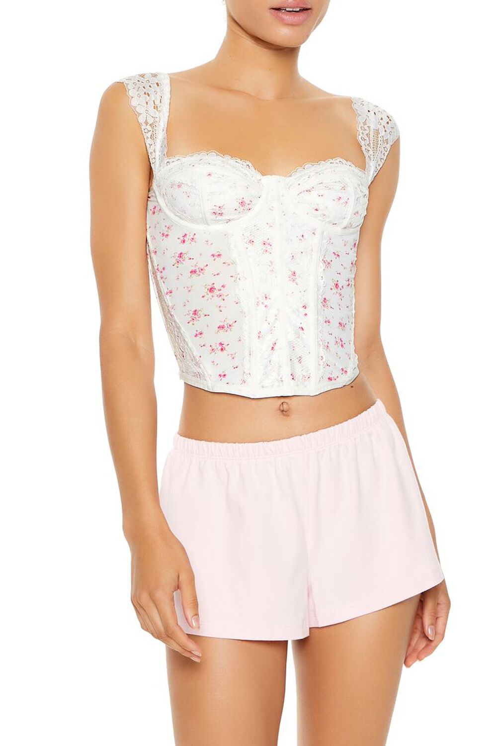 Floral Lingerie Corset Crop Top FOREVER21