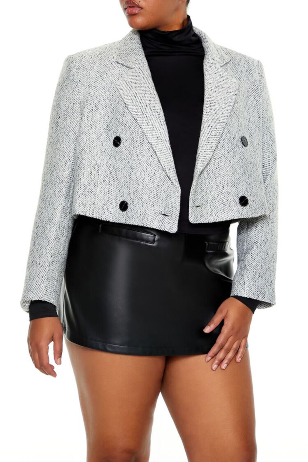 Женский Блейзер FOREVER21 Plus Size Tweed Herringbone FOREVER21