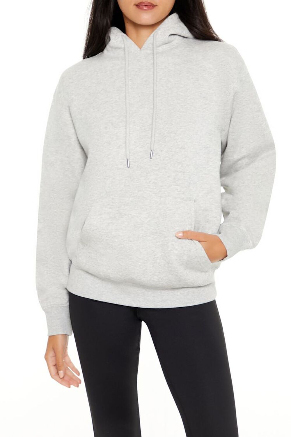 Fleece Drawstring Hoodie FOREVER21