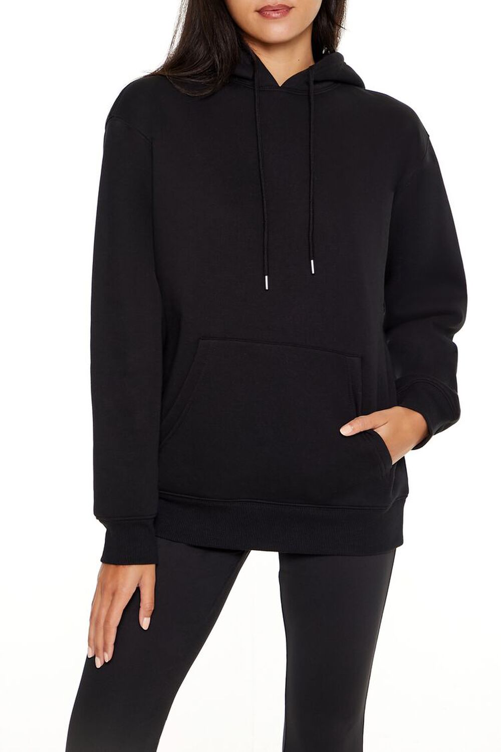 Fleece Drawstring Hoodie FOREVER21