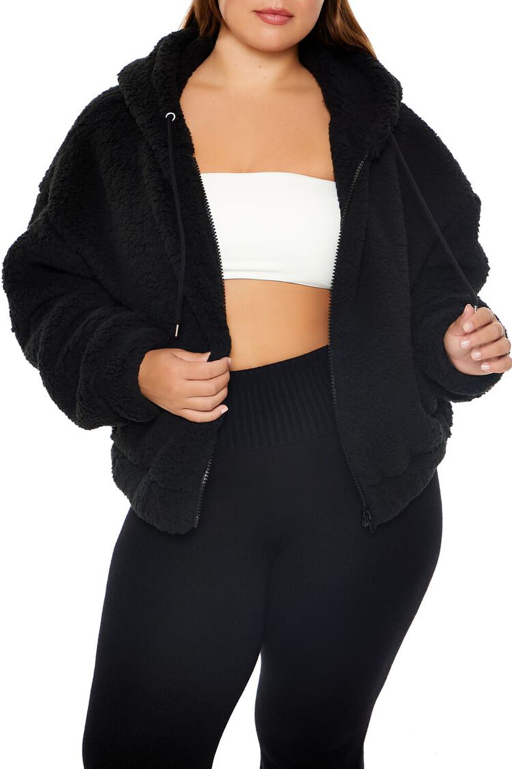 Женское Худи FOREVER21 Plus Size Faux Shearling Zip-Up FOREVER21