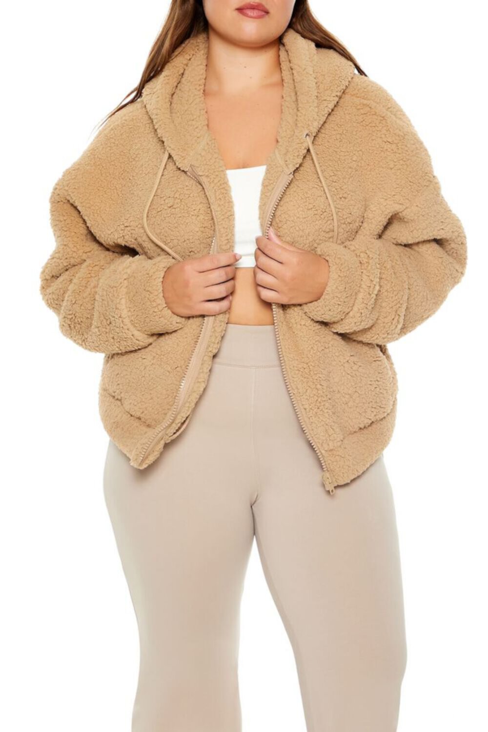 Женское Худи FOREVER21 Plus Size Faux Shearling Zip-Up FOREVER21