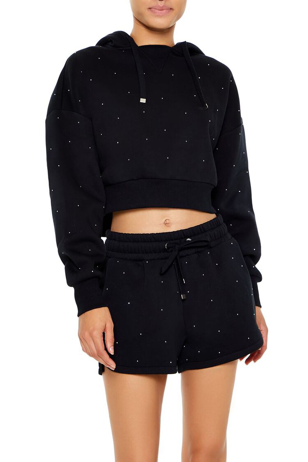 Active Rhinestone Cropped Hoodie FOREVER21