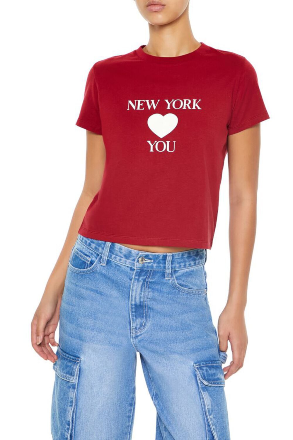 Детская укороченная футболка с надписью 'New York Heart You', короткие рукава Forever21