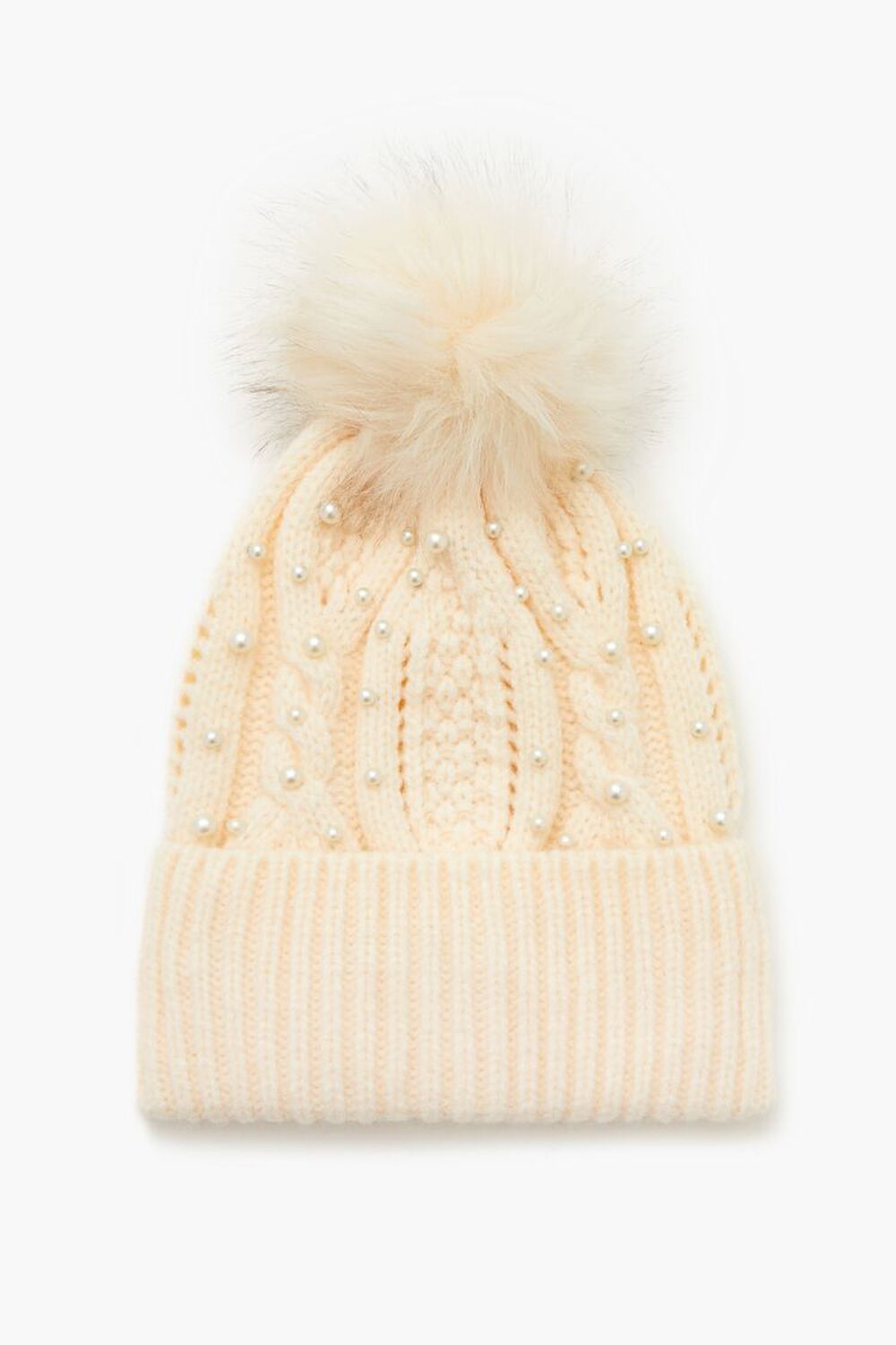 Faux Pearl Pom Pom Beanie FOREVER21