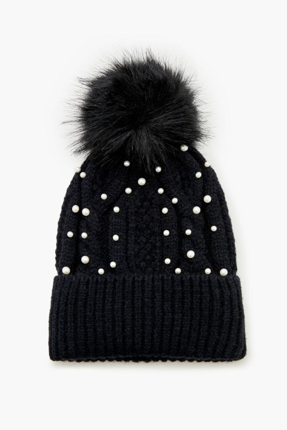 Faux Pearl Pom Pom Beanie FOREVER21