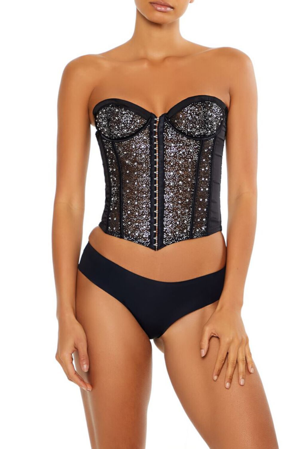 Rhinestone Lingerie Corset Tube Top FOREVER21