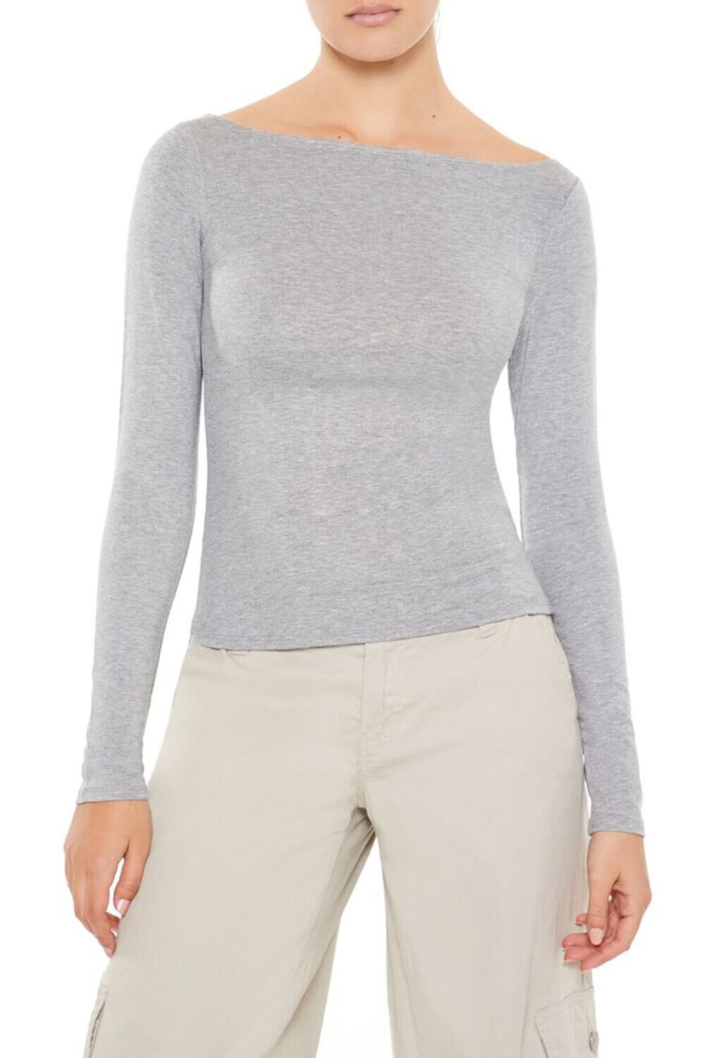 Boat Neck Long-Sleeve Tee FOREVER21