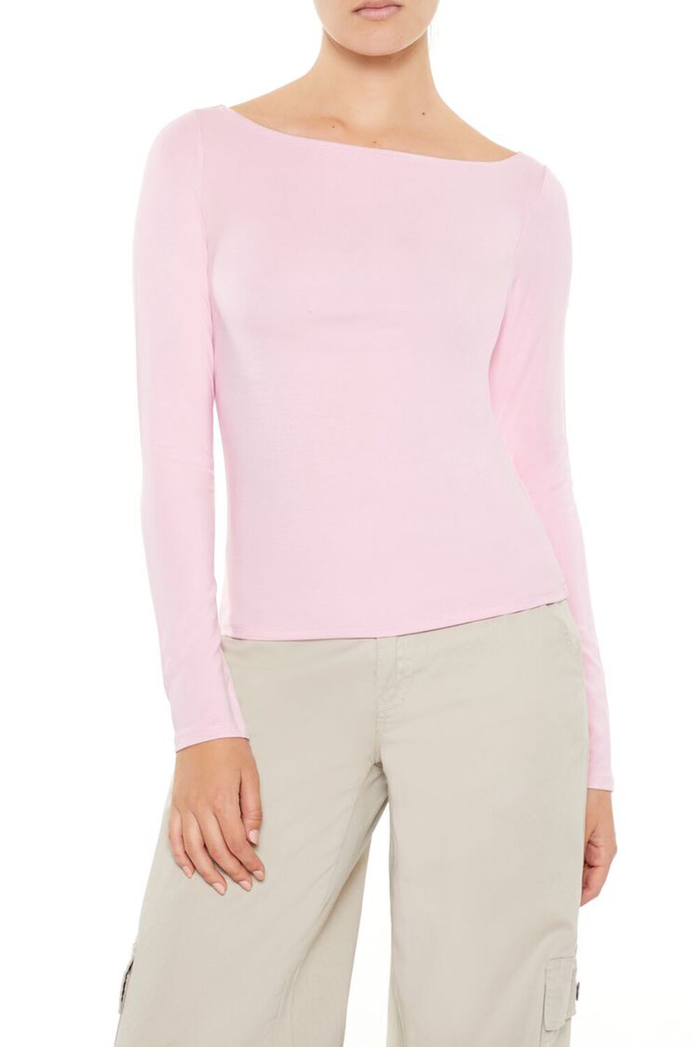 Boat Neck Long-Sleeve Tee FOREVER21