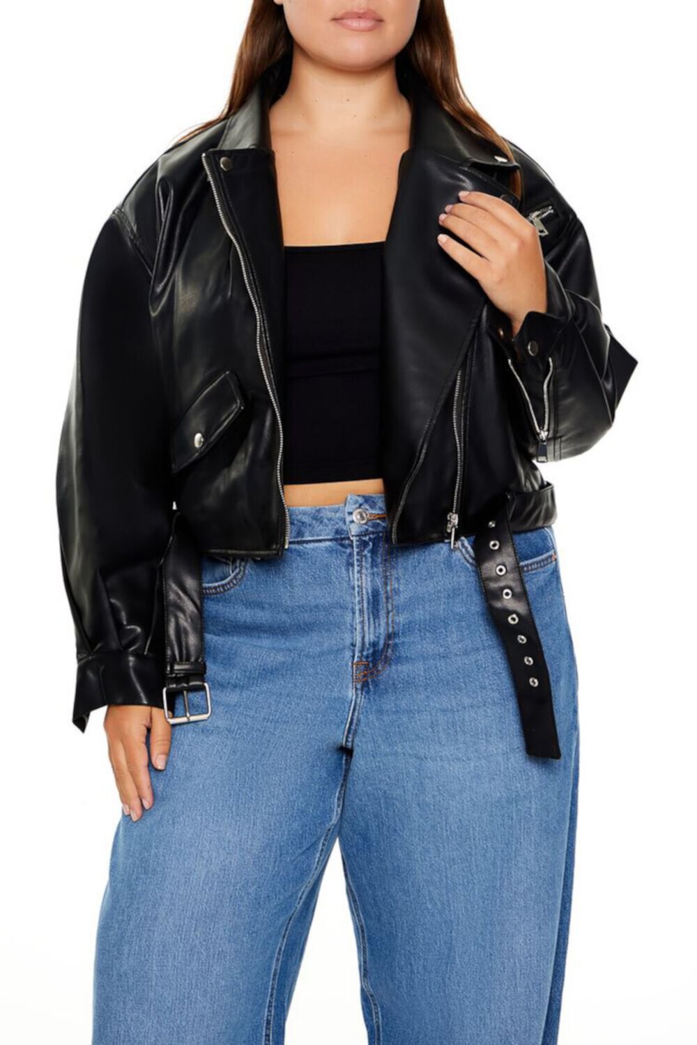 Женская Кожаная Куртка и Косуха FOREVER21 Plus Size Faux Leather Moto Jacket FOREVER21