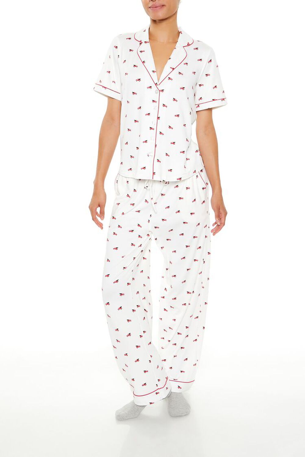 Christmas Tree Truck Shirt & Pants Pajama Set FOREVER21