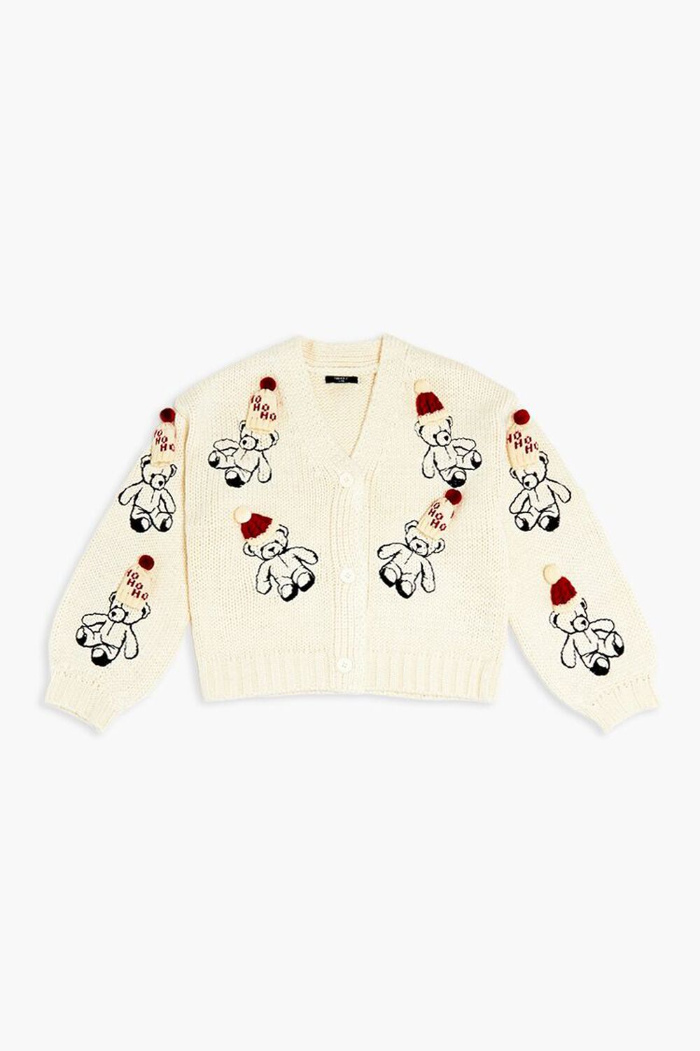 Girls Teddy Bear Cardigan Sweater (Kids) FOREVER21