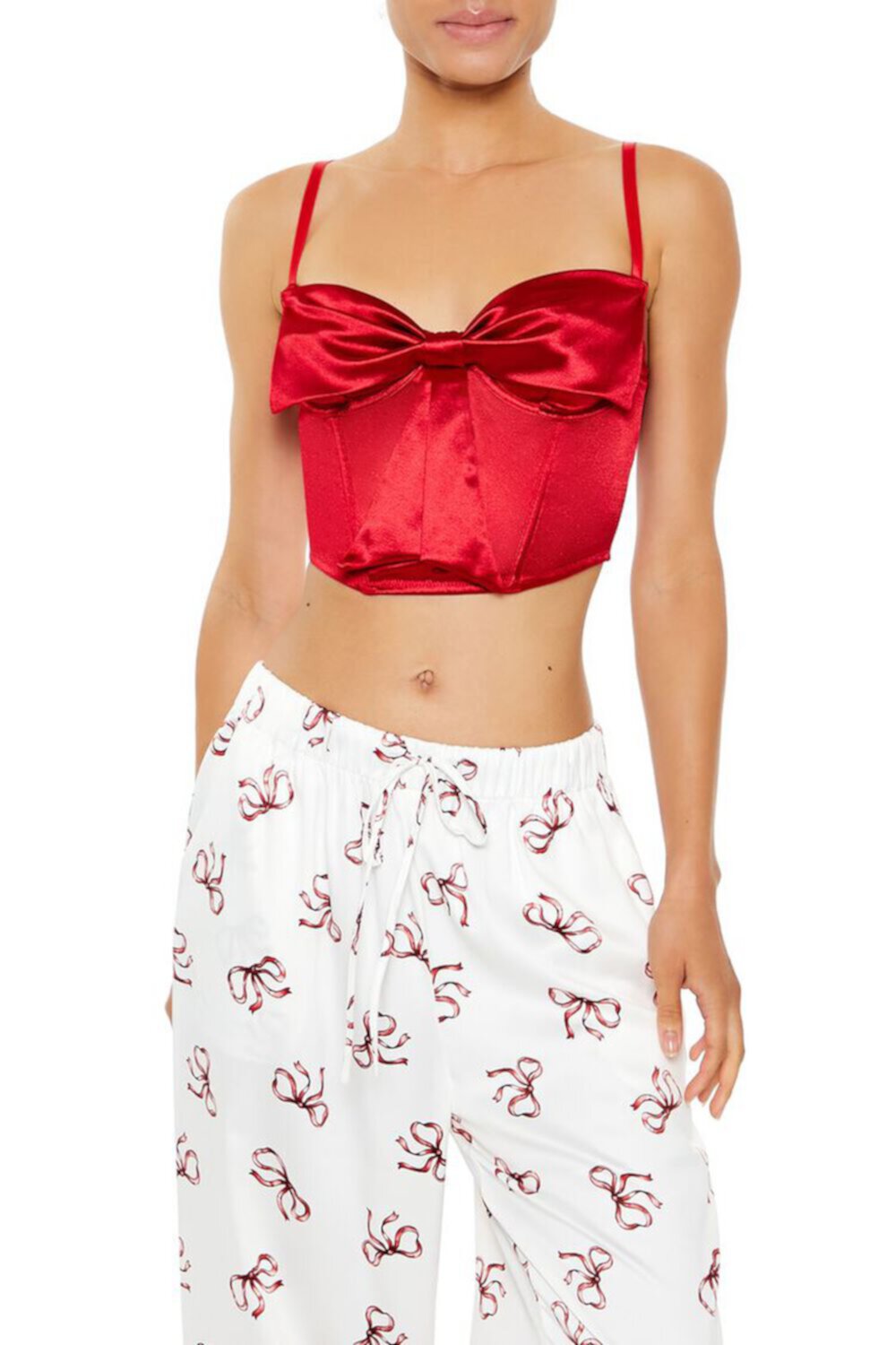 Satin Bow Lingerie Corset Cami FOREVER21