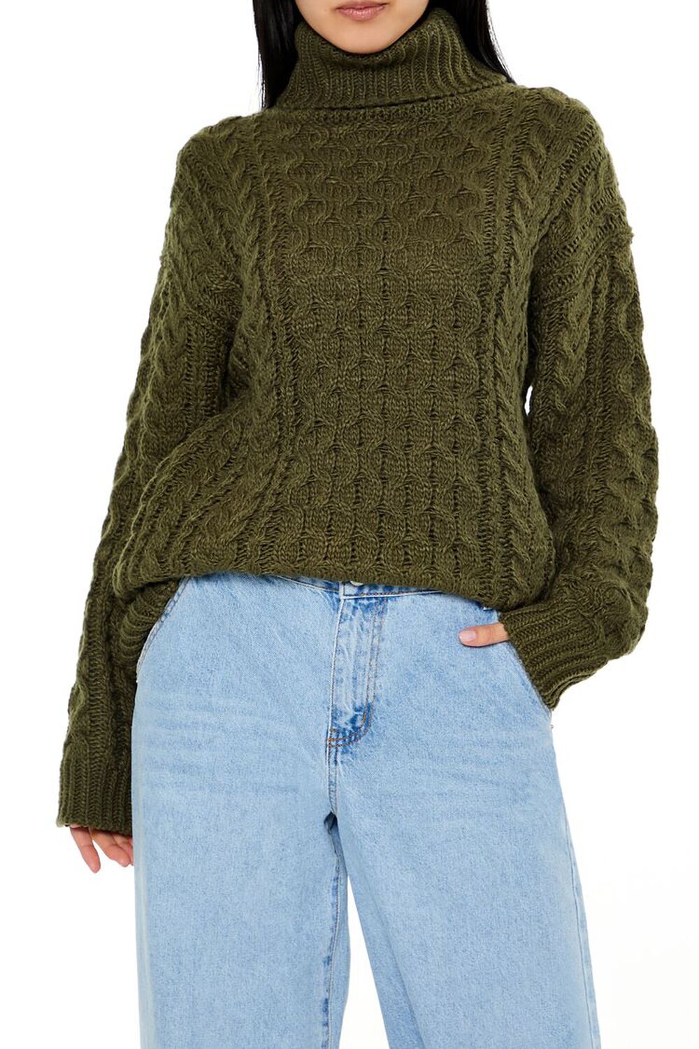 Женская Водолазка FOREVER21 Cable Knit Turtleneck Sweater FOREVER21