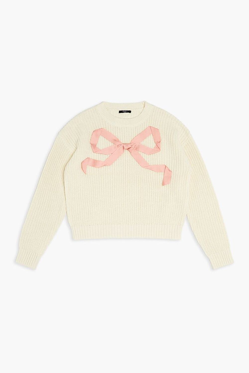 Girls Ribbed Knit Bow Sweater (Kids) FOREVER21