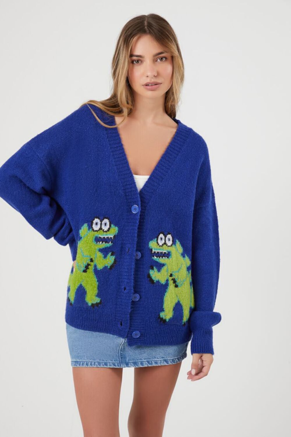 Женский Кардиган FOREVER21 Dinosaur Cardigan Sweater FOREVER21