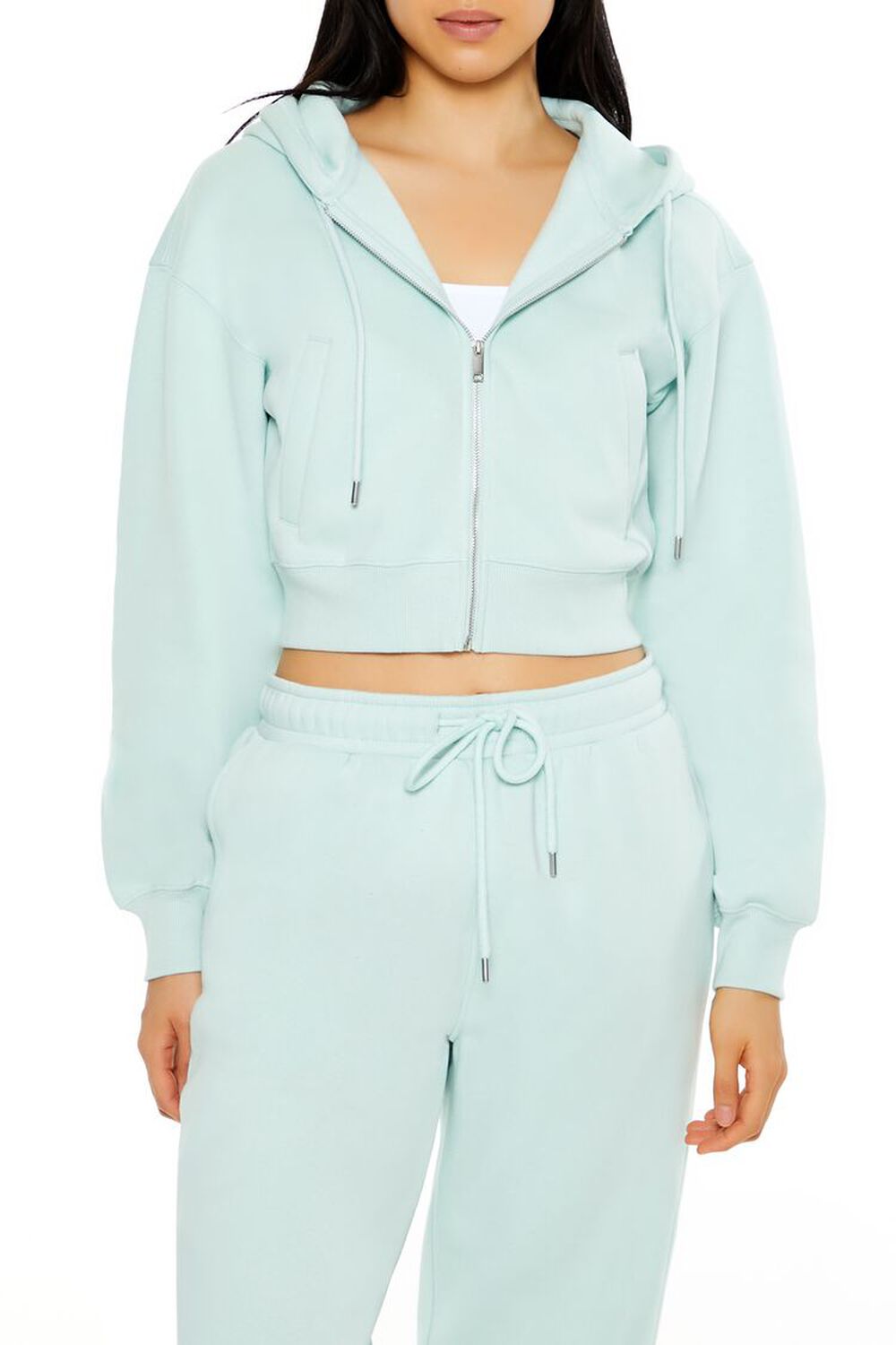 Fleece Drop-Sleeve Zip-Up Hoodie FOREVER21