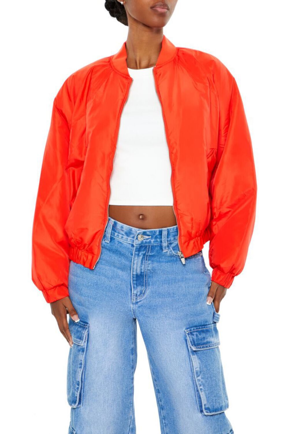 Женский Бомбер FOREVER21 Zip-Up Bomber Jacket FOREVER21