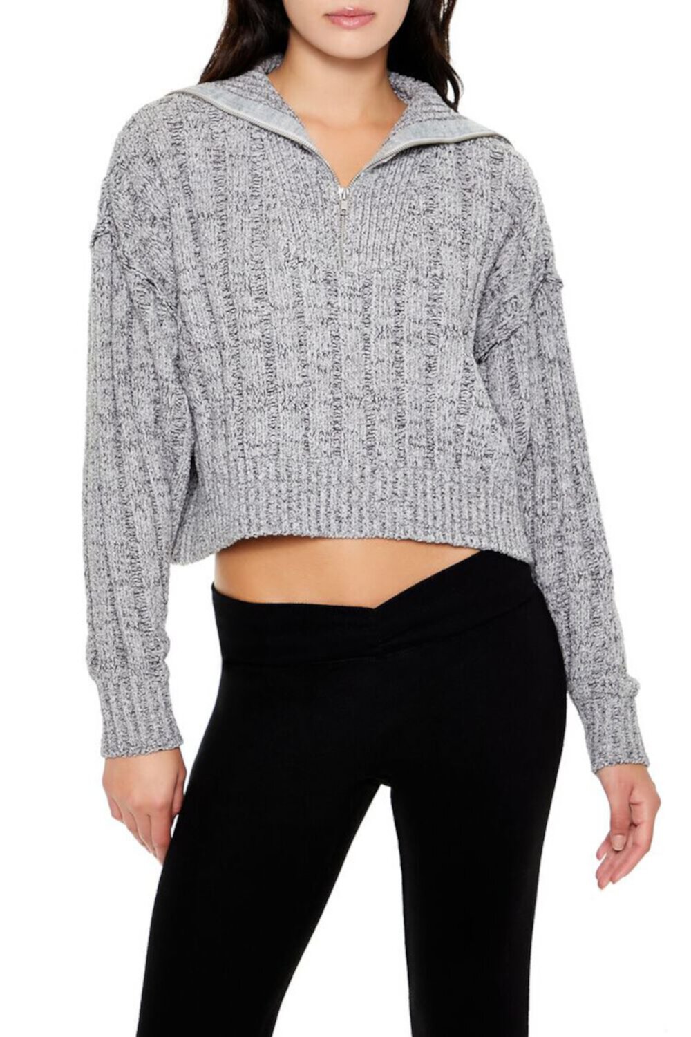 Женский Пуловер FOREVER21 Ribbed Half-Zip Sweater FOREVER21