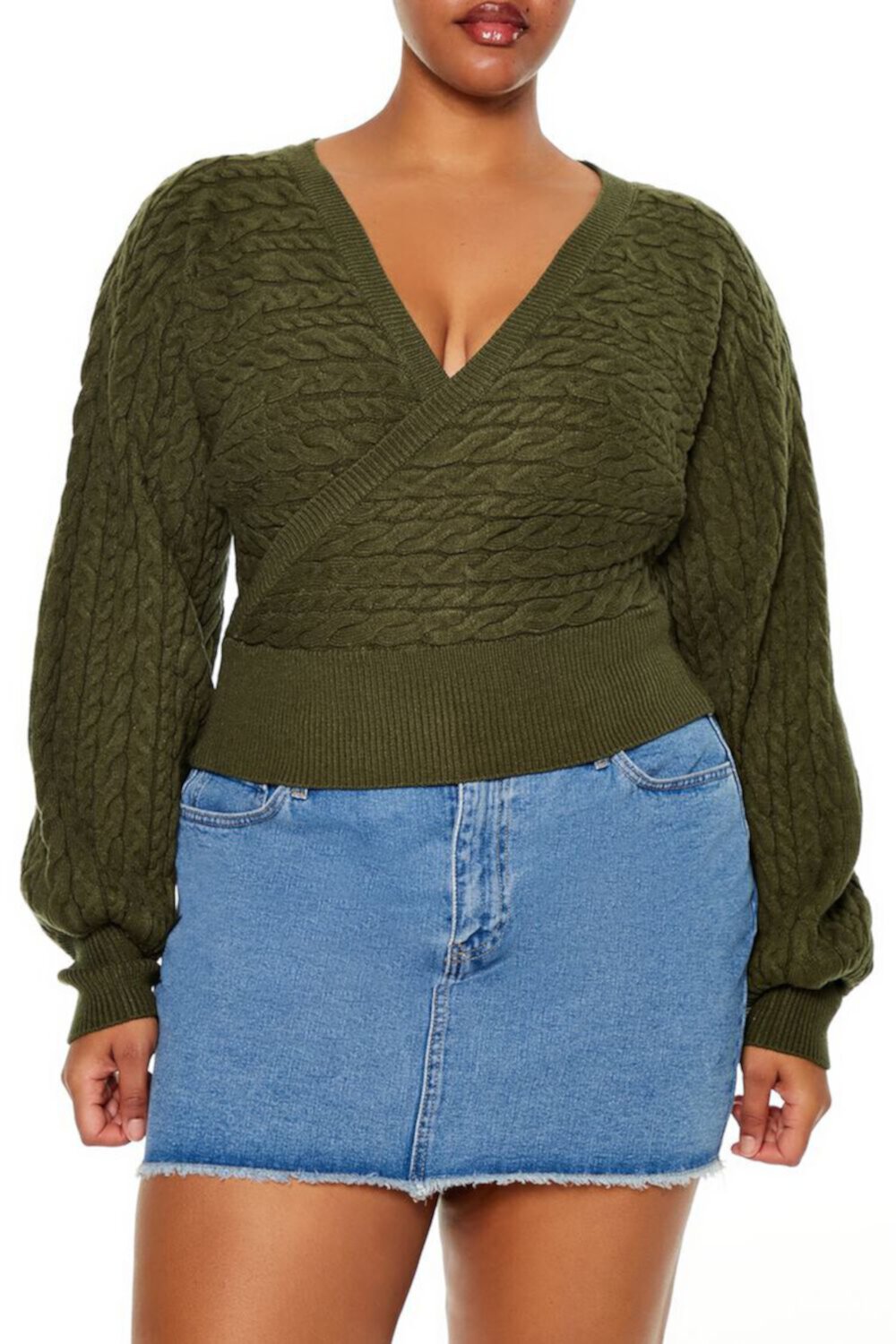 Женская Блузка FOREVER21 Plus Size Cable Knit Surplice FOREVER21