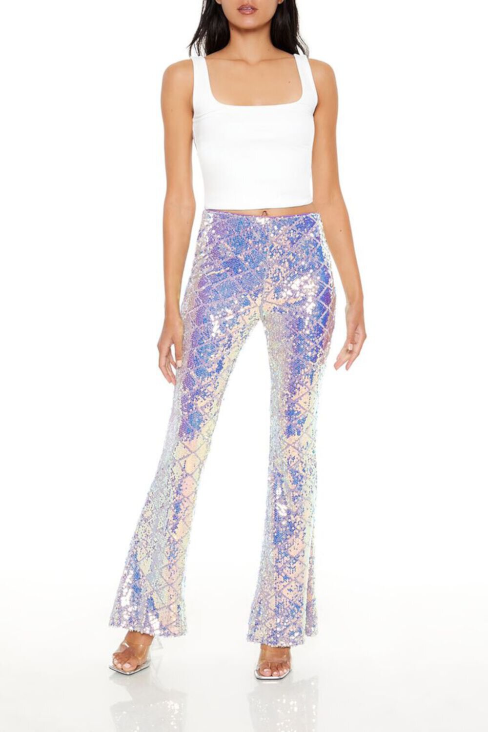 Iridescent Sequin High-Rise Pants FOREVER21